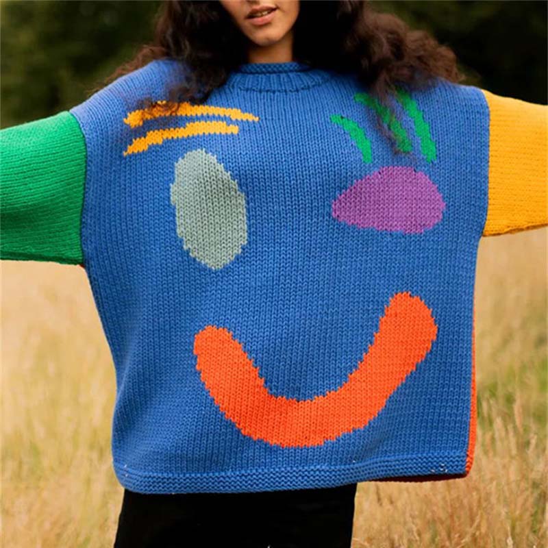 Levoire | En Tricot Décontracté Smiley Bleu