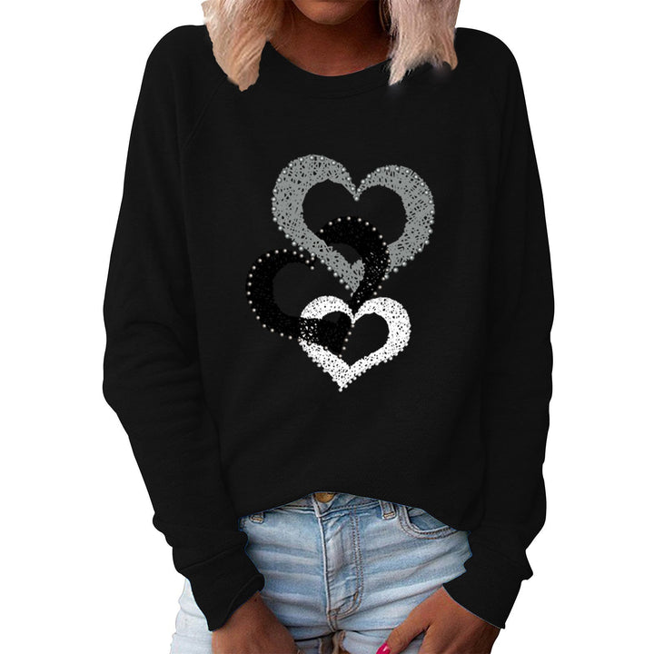 Levoire | Blouse À Manches Longues Stilet Avec Motif En Forme De Cœur Noir