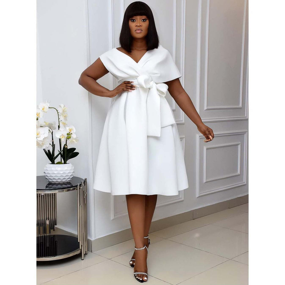 Levoire | Robe de soirée élégante avec décolleté en V Blanc
