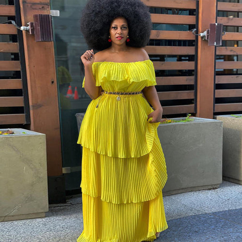 Levoire | Robe maxi plissée séduisante de vacances à la plage