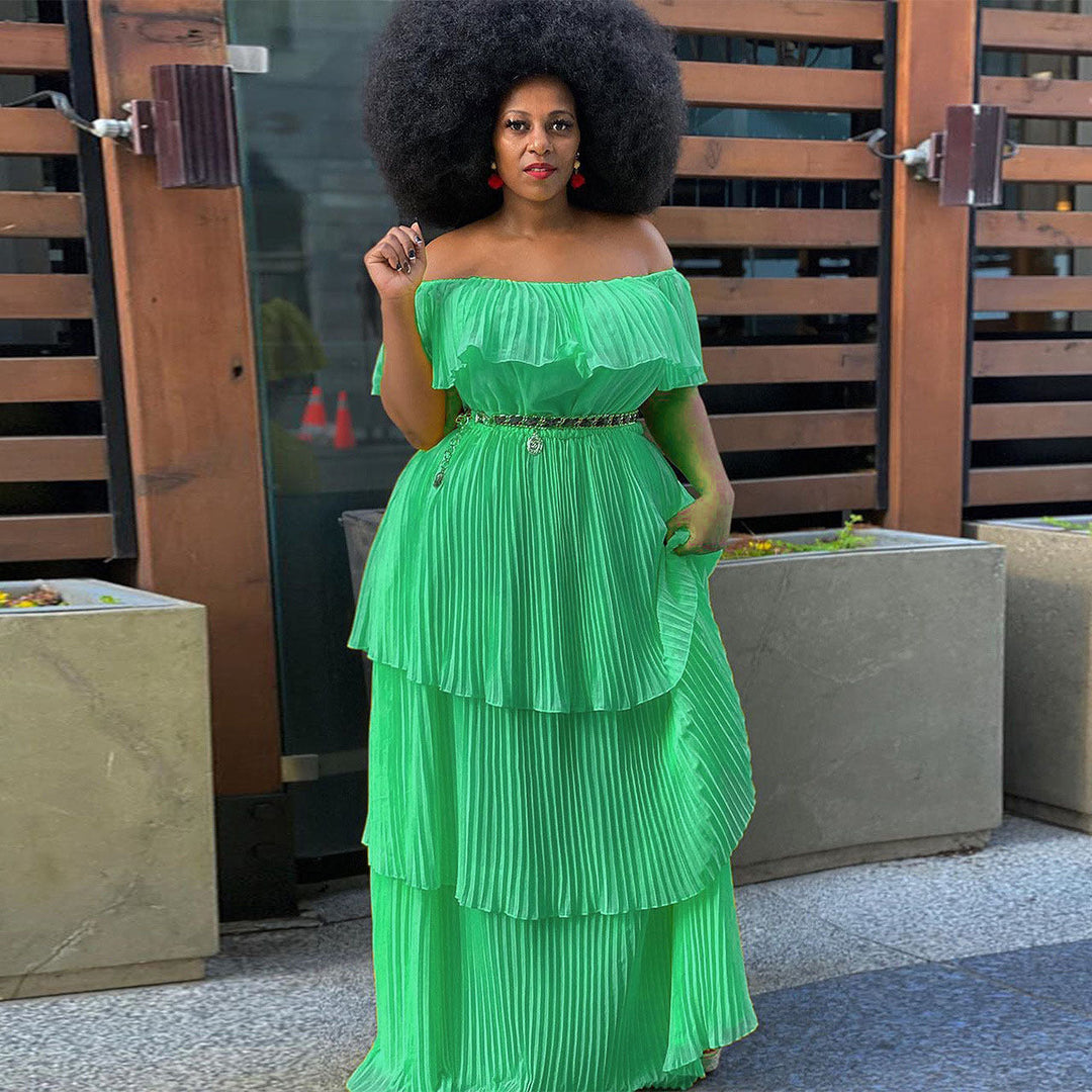 Levoire | Robe maxi plissée séduisante de vacances à la plage Vert