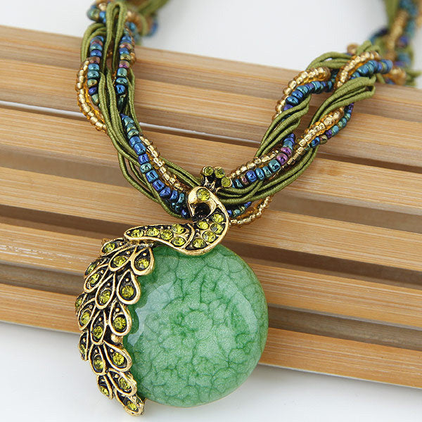 Levoire | Pendentif Paon Collier Vert