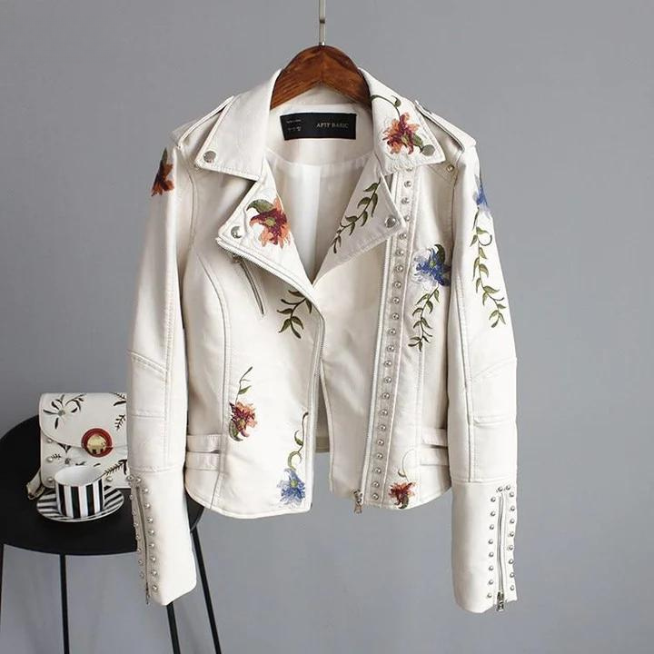 Levoire | Veste Vintage Brodée Cropped Blanc