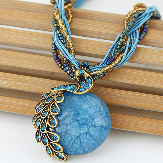Levoire | Pendentif Paon Collier Bleu