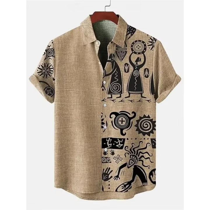 Levoire | Chemise à manches courtes avec impression artistique Braun-Noir