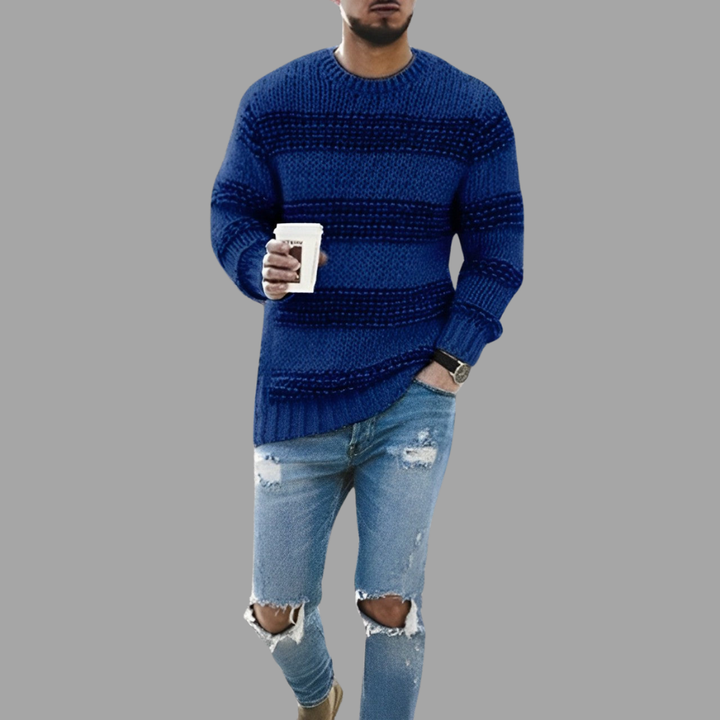 Levoire | Pull En Tricot Structuré Pour Hommes Bleu