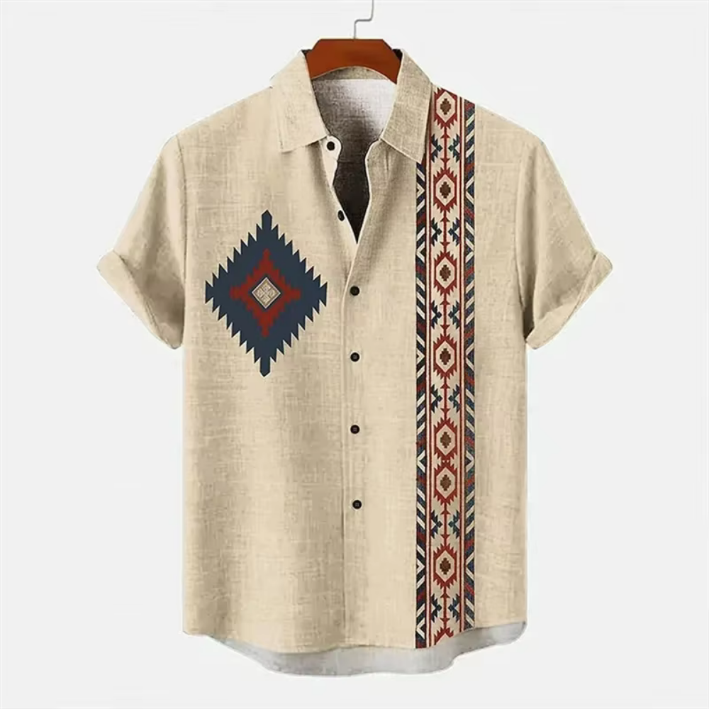 Levoire | Chemise à manches courtes avec impression artistique Khaki