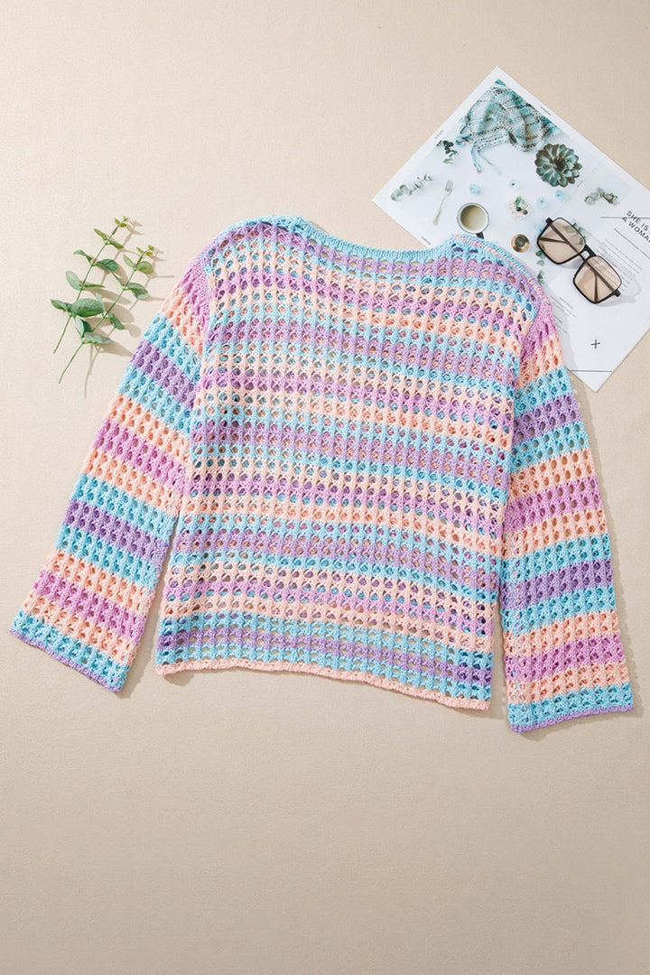 Levoire | Motif Losange Avec Fente Col Rond Rayé Couverture