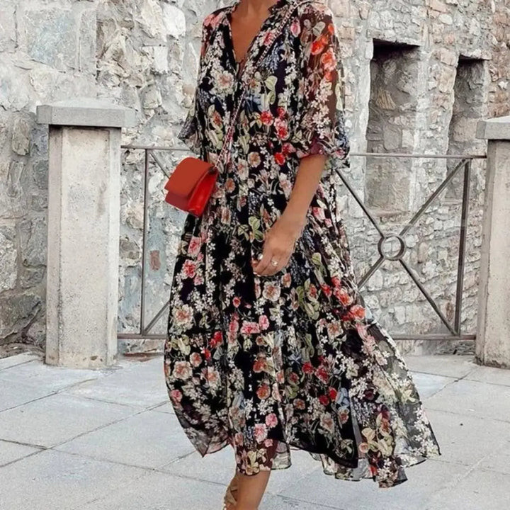 Levoire | Robe Longue À Fleurs Élégante À Manches Longues