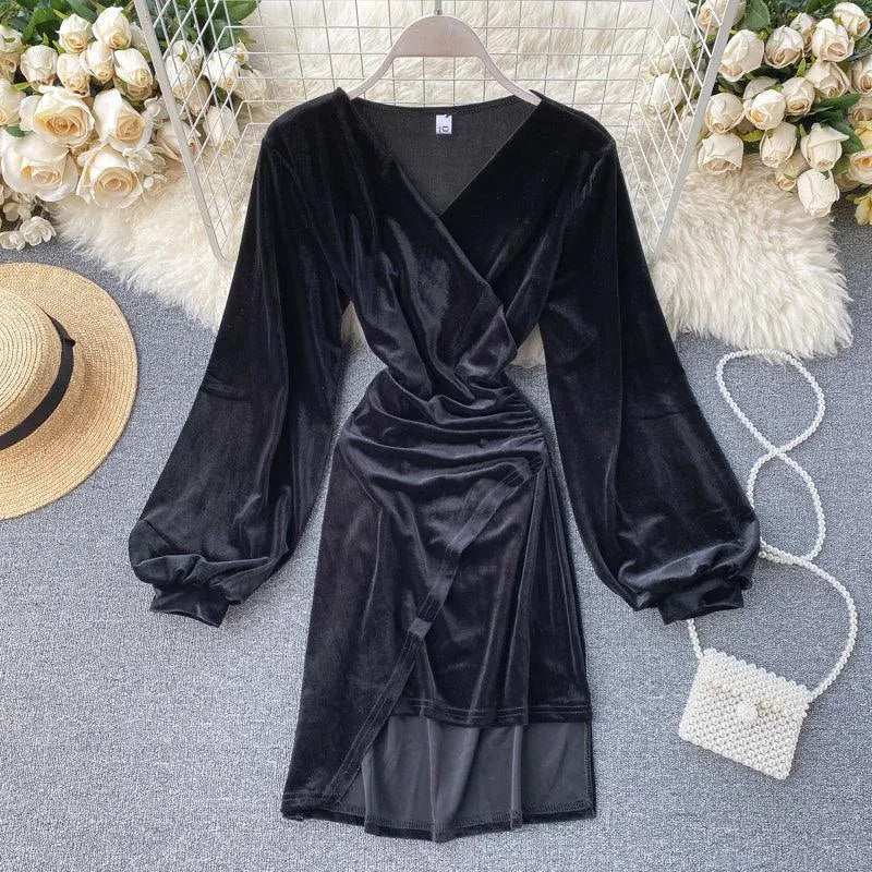 Levoire | Robe plissée sexy sur les hanches Noir