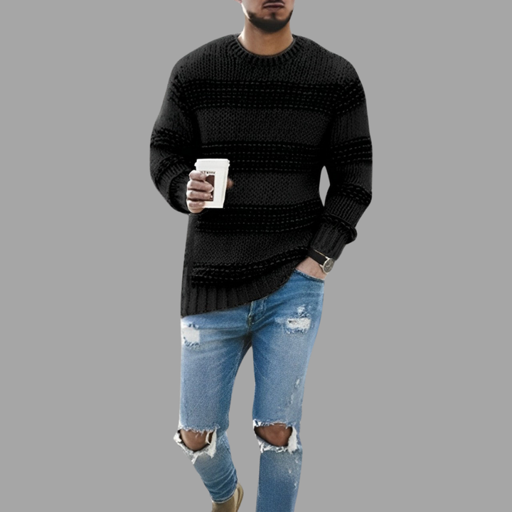 Levoire | Pull En Tricot Structuré Pour Hommes Noir