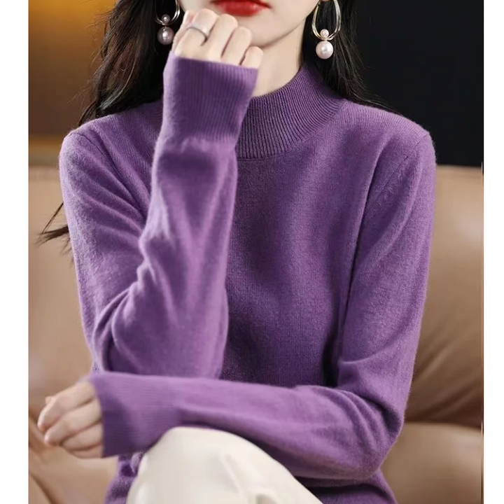 Levoire | Cachemire Pull Femme Col Haut, Doux & Design Intemporel Lilas