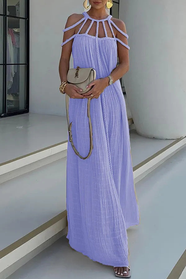 Levoire | Été Manches Courtes Robe Classique Violet Une taille