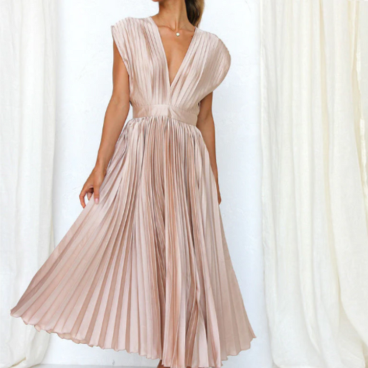Levoire | Robe plissée élégante pour femmes Champagne