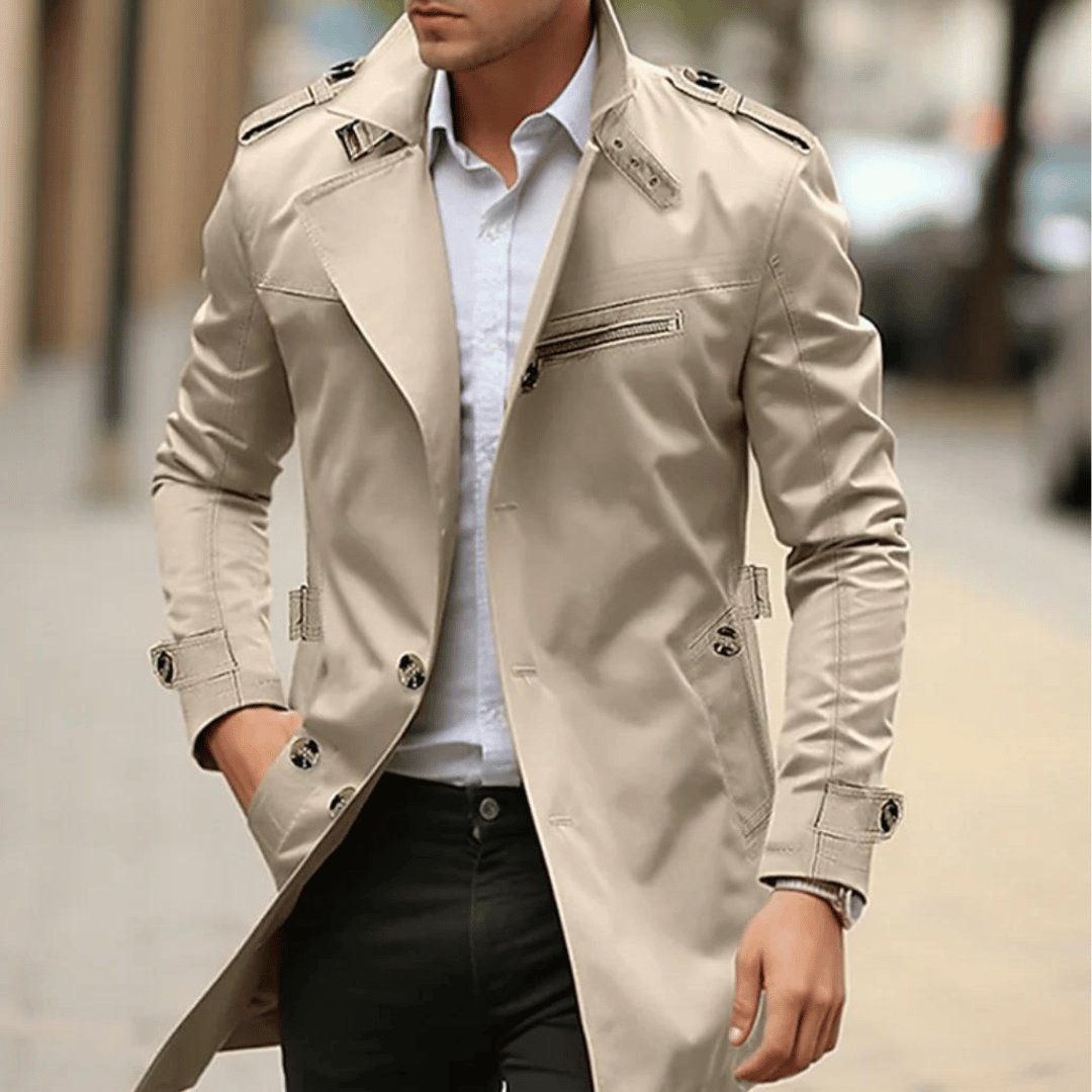 Levoire | Trench-Coat Classique Pour Hommes Beige