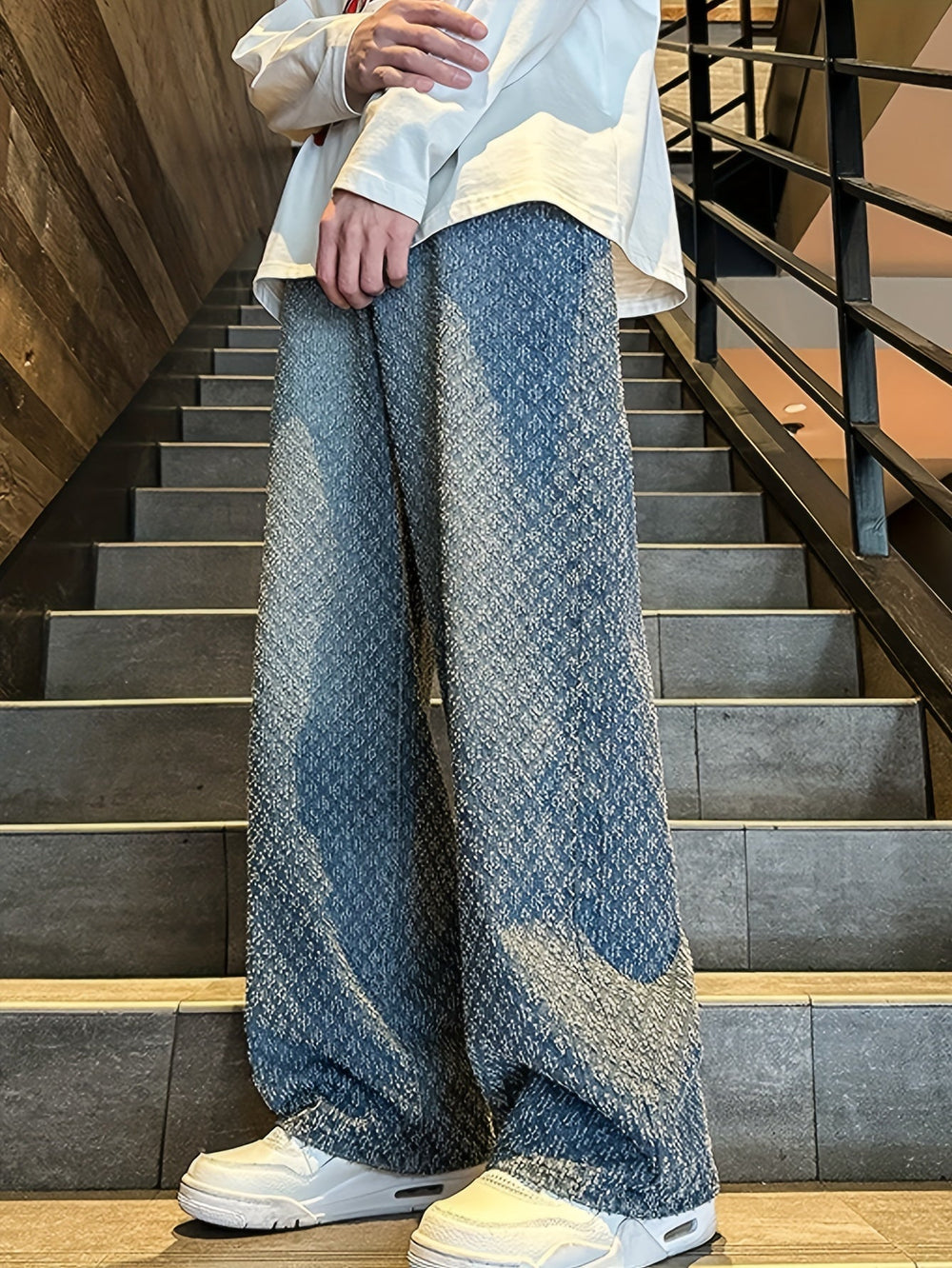Levoire | Jeans En Denim Géométriques Décontractés Pour Hommes