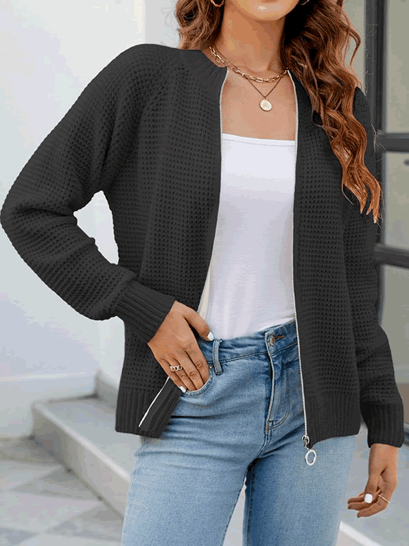 Levoire | Veste Décontractée Élégante Zippée Pour Femmes Noir