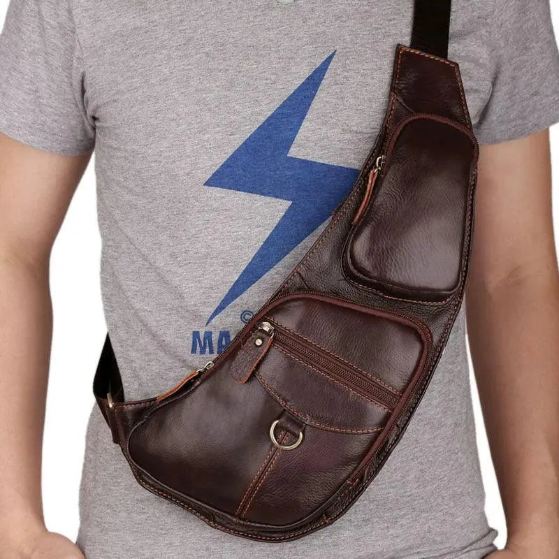 Levoire | Sac à bandouillère pour homme en cuir, première couche, sac décontracté en cuir de vache Typ 2 Marron