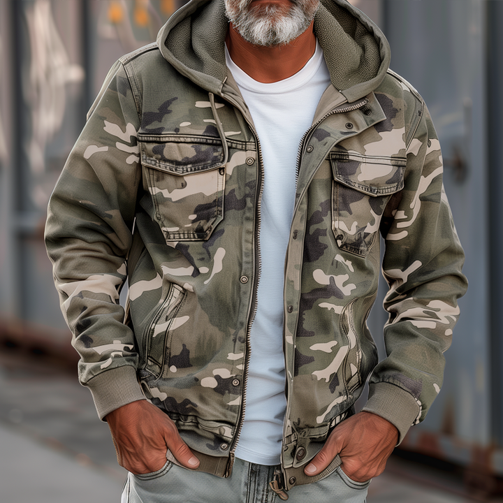 Levoire | Veste cargo couleur pierre avec capuche Khaki