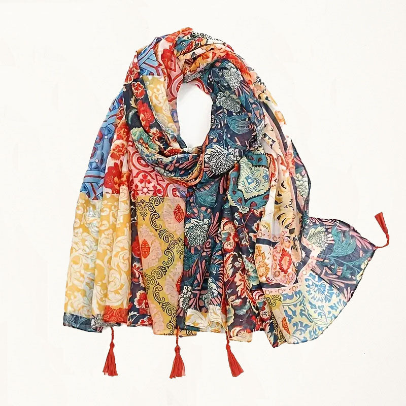 Levoire | Écharpe Avec Franges Ethniques Multicolore