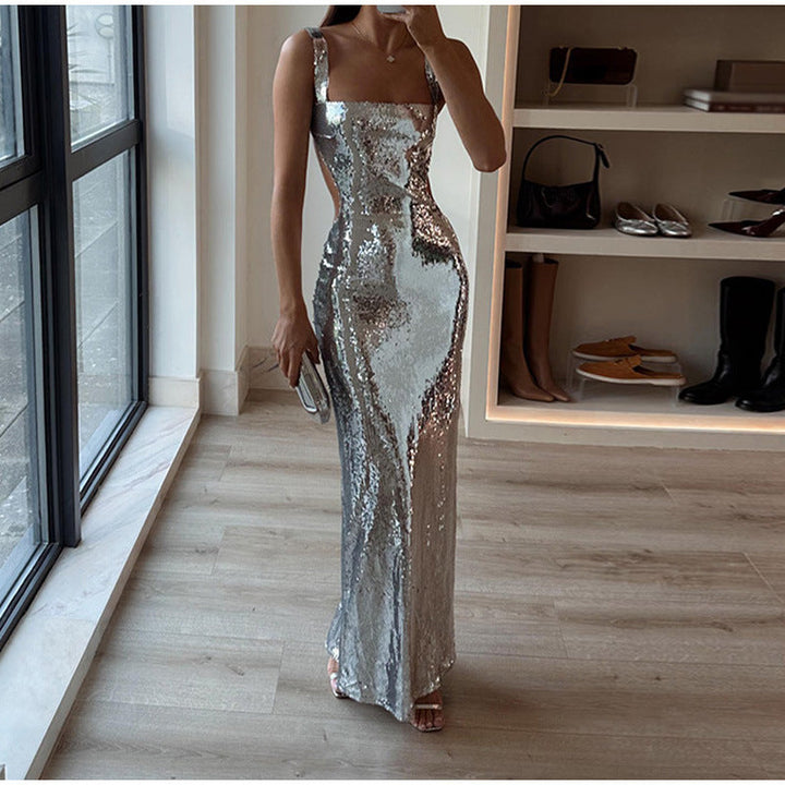 Levoire | Robe à sequins avec décolleté carré charmant