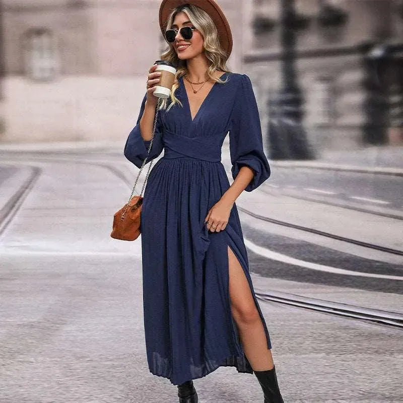 Levoire | Robe longue à manches longues unicolore pour femme longue