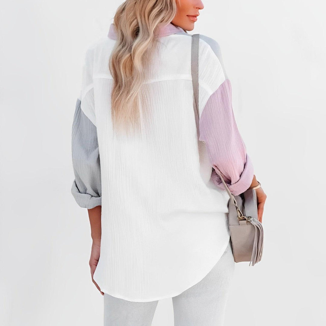 Levoire | Chemise Colorblock Avec Fermeture À Boutons Pour Femmes