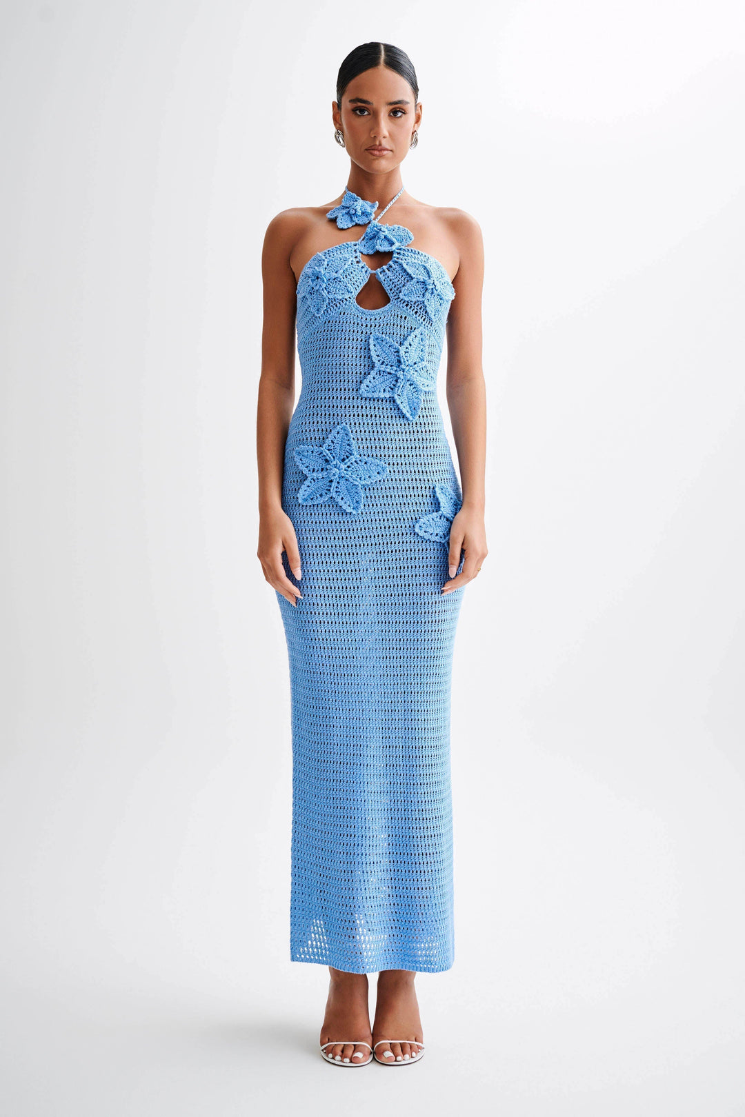 Levoire | Robe Maxi Sexy En Crochet Bleu