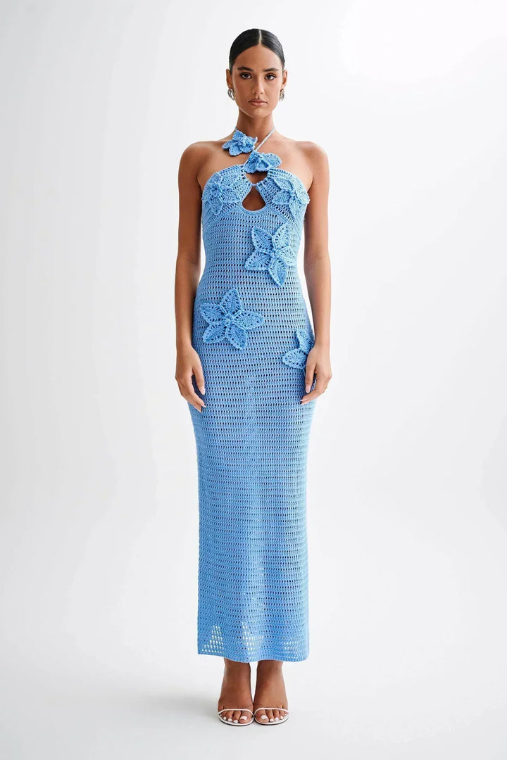 Levoire | Robe D'Été Élégante À Dos Nu Bleu
