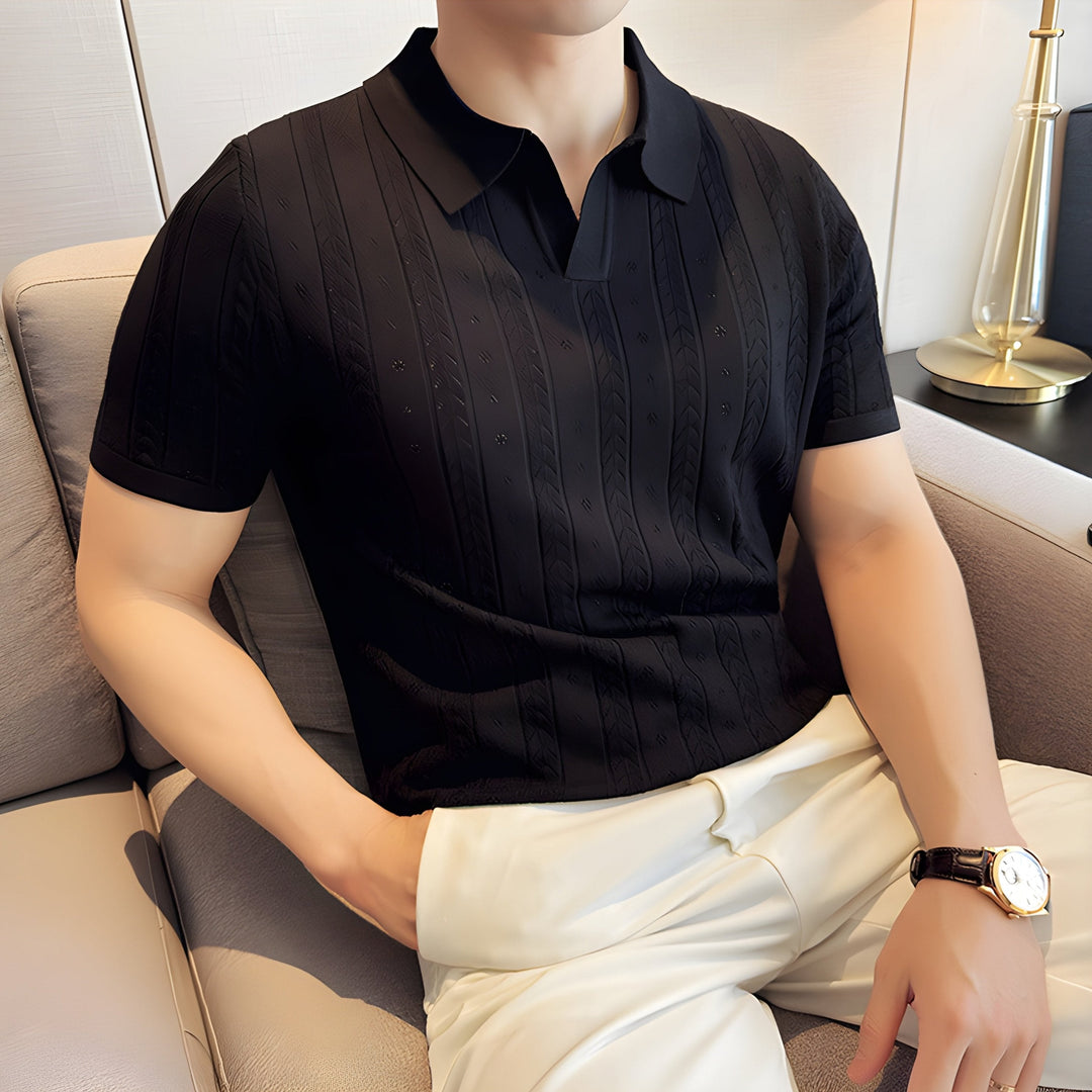 Levoire | Hommes Polo En Tricot Classique Noir