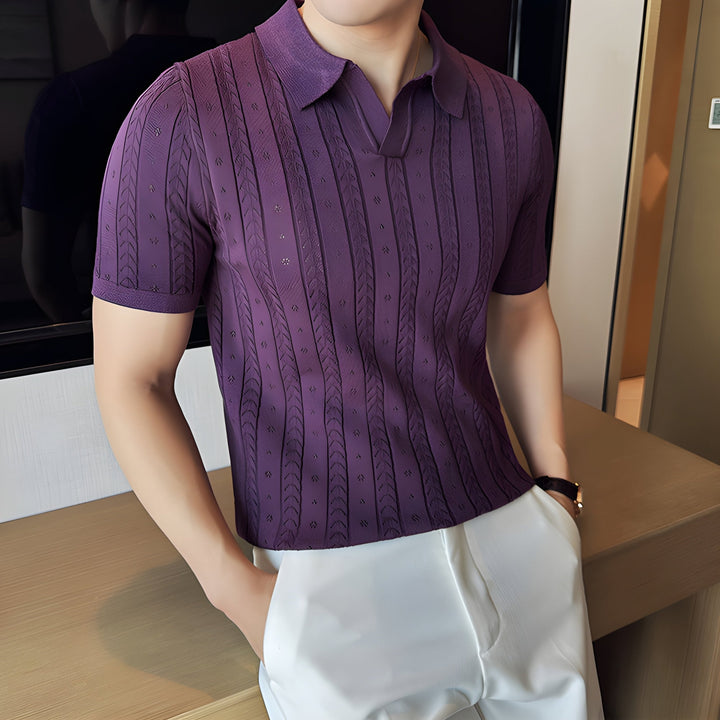 Levoire | Hommes Polo En Tricot Classique Violet foncé