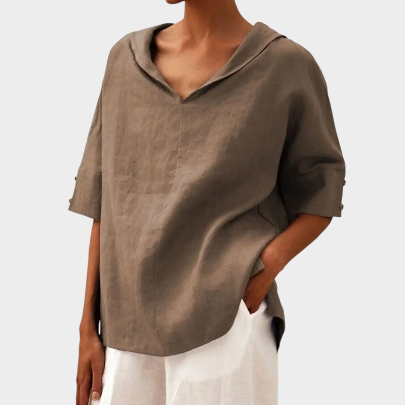 Levoire | Élégante Blouse Avec Des Détails De Bouton Discrets Khaki