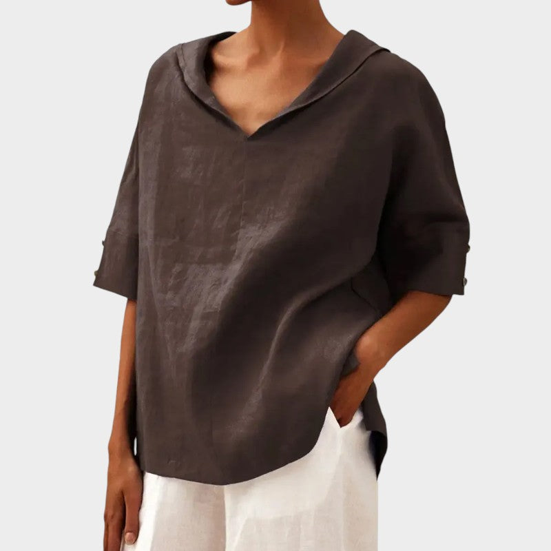 Levoire | Élégante Blouse Avec Des Détails De Bouton Discrets Braun