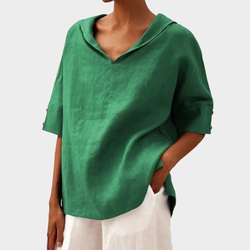 Levoire | Élégante Blouse Avec Des Détails De Bouton Discrets Vert