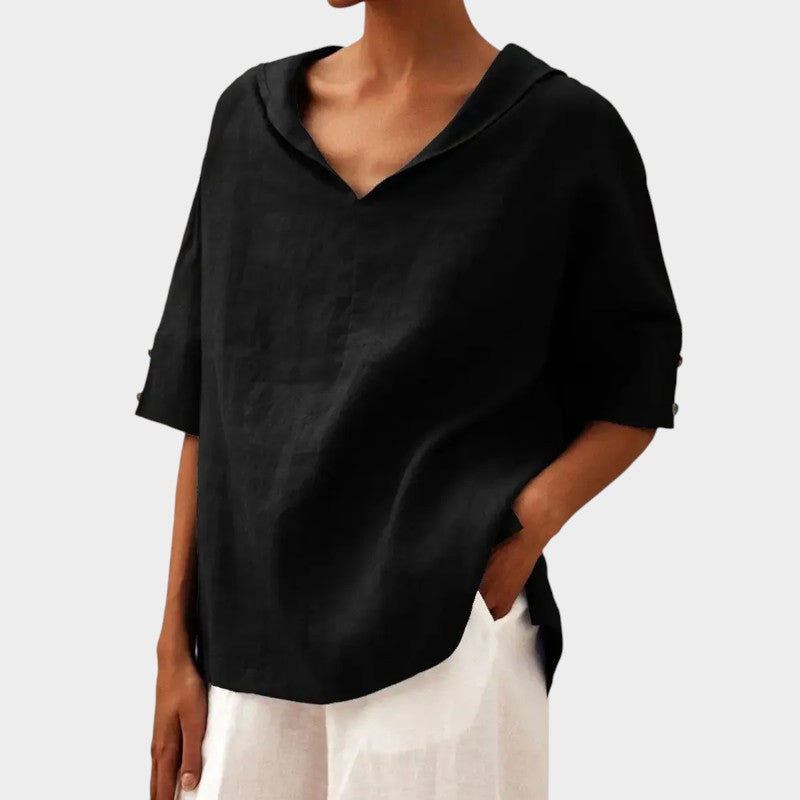 Levoire | Élégante Blouse Avec Des Détails De Bouton Discrets Noir