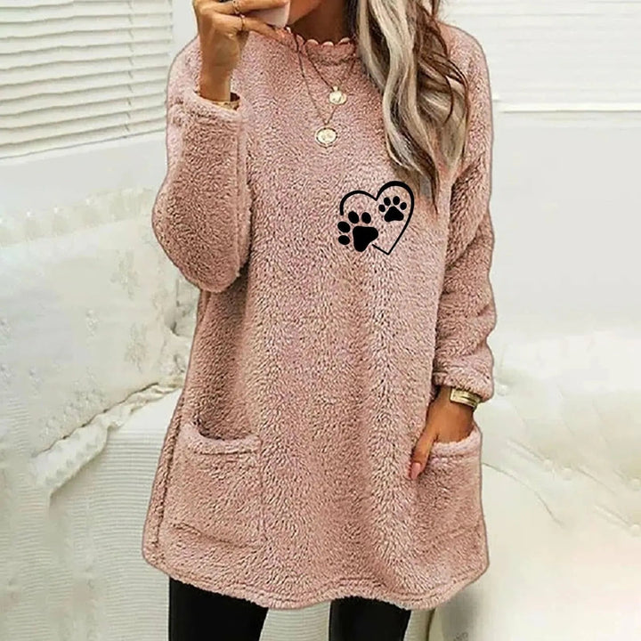 Levoire | Pull over en coton pour femmes à manches longues Rosa