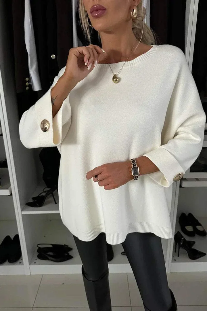 Levoire | Haut À Col Rond Et Manches Mi-Longues Style Intemporel Blanc
