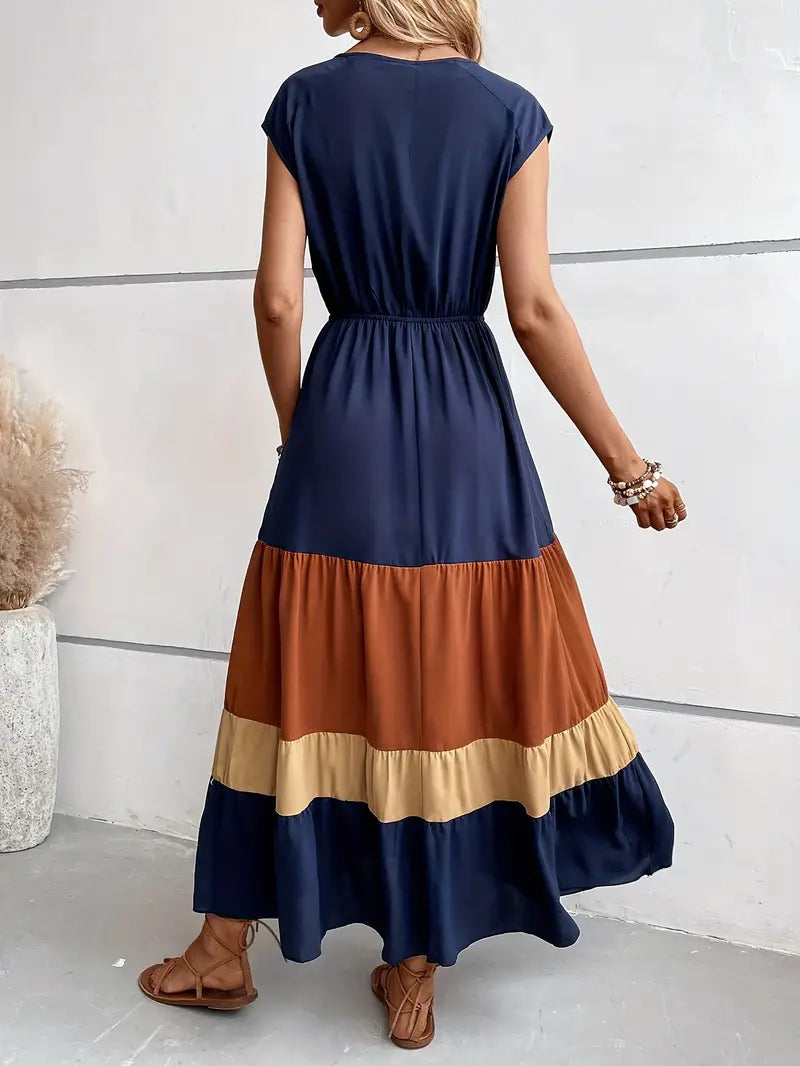 Levoire | Robe Plissée À Blocs De Couleurs