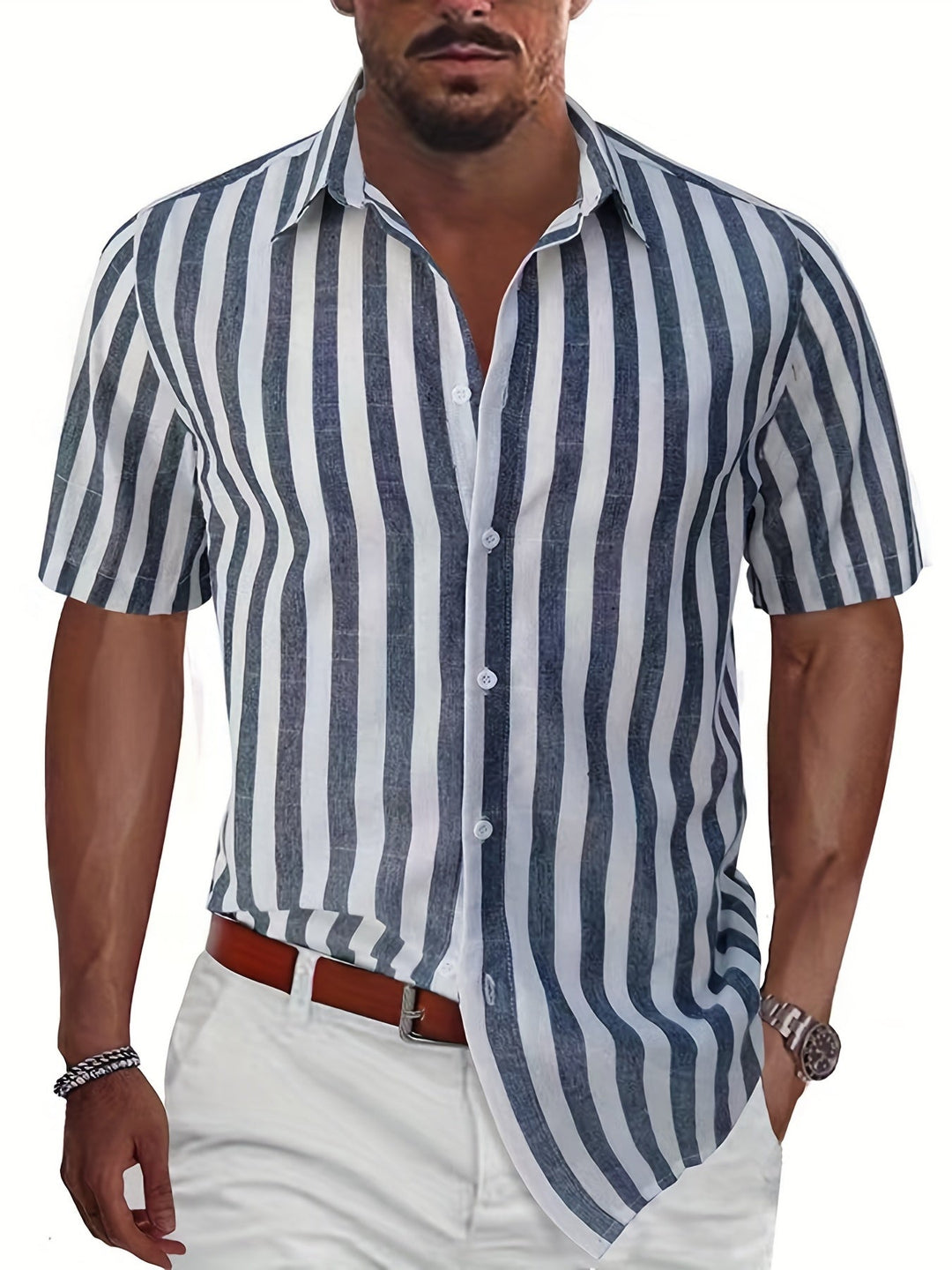 Levoire | Chemise Décontractée Rayée Non bleu
