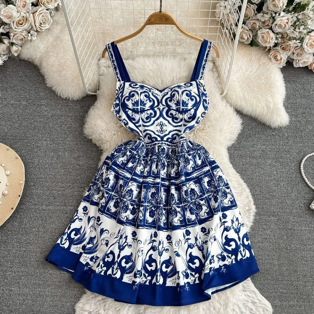 Levoire | Haut rétro à motifs pour femmes Bleu