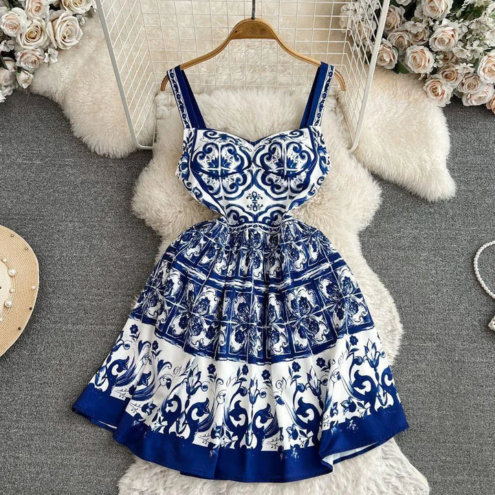 Levoire | Haut rétro à motifs pour femmes Bleu