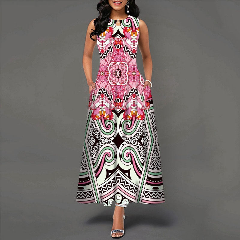 Levoire | Robe Longue Sans Manches Pour Femme Multicolore