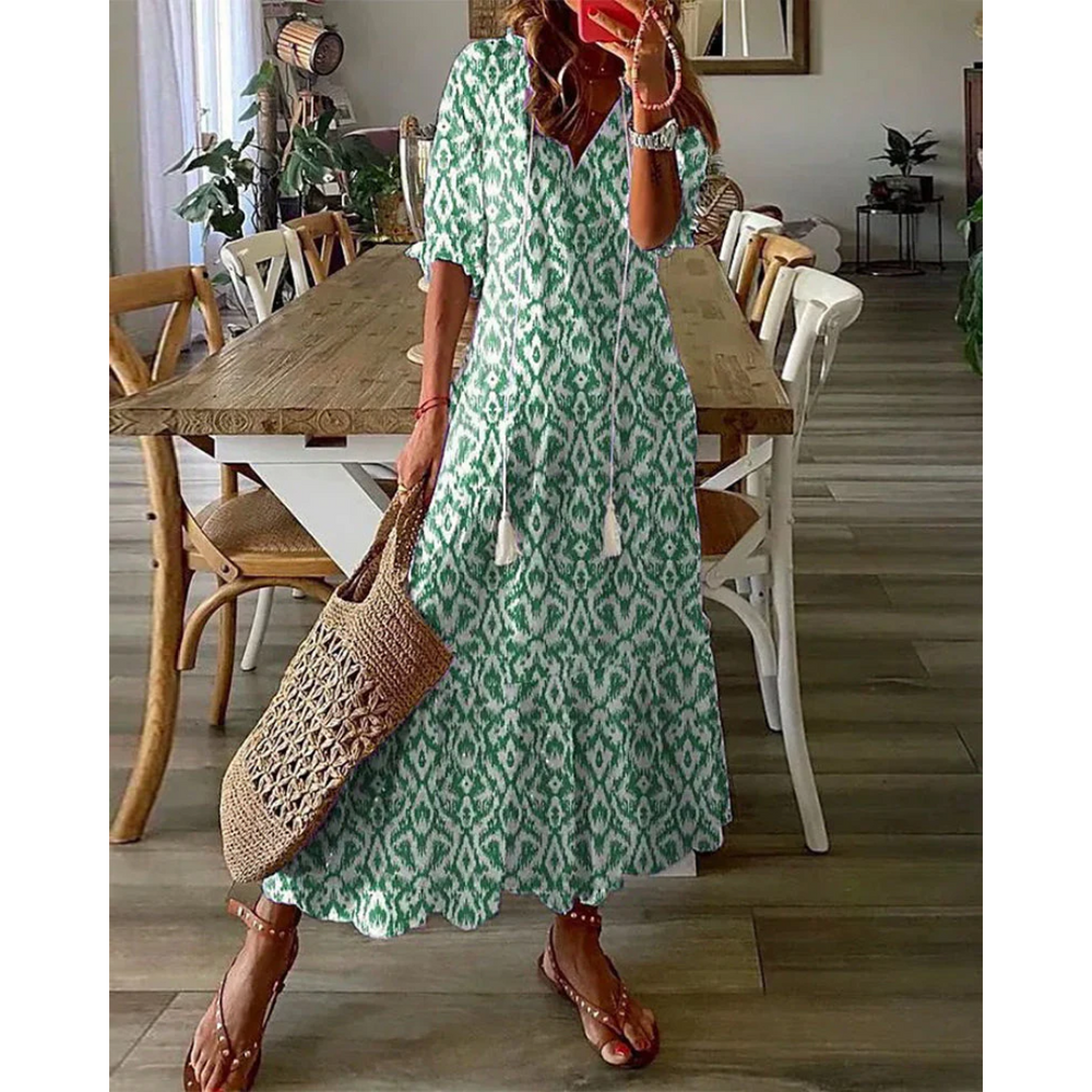 Levoire | Maxi robe d'été 3/4 pour femmes Vert