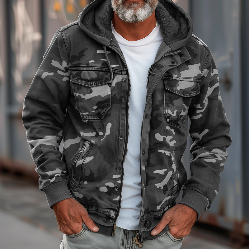 Levoire | Veste cargo couleur pierre avec capuche Gris