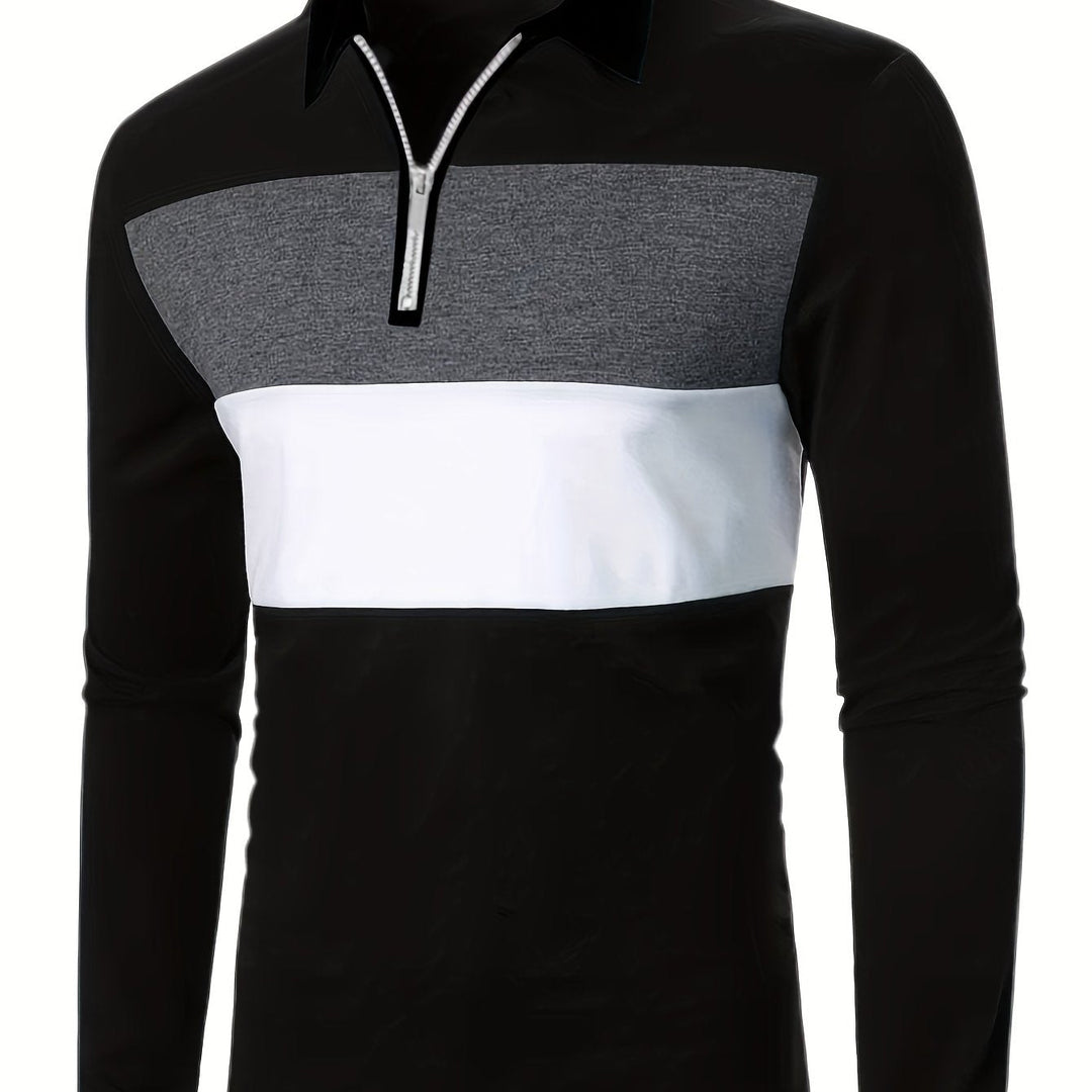 Levoire | Chemise De Golf Pour Hommes À Bloc De Couleurs À Manches Longues Noir