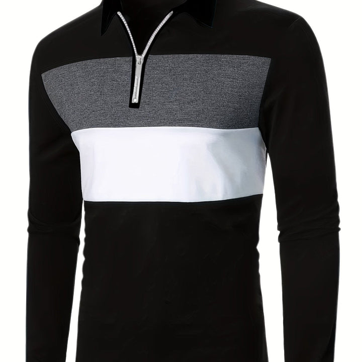 Levoire | Chemise De Golf Pour Hommes À Bloc De Couleurs À Manches Longues Noir