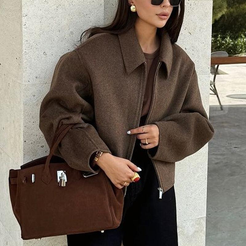 Levoire | Long Winter Jacket With Long Sleeves And Zipper Closure XL