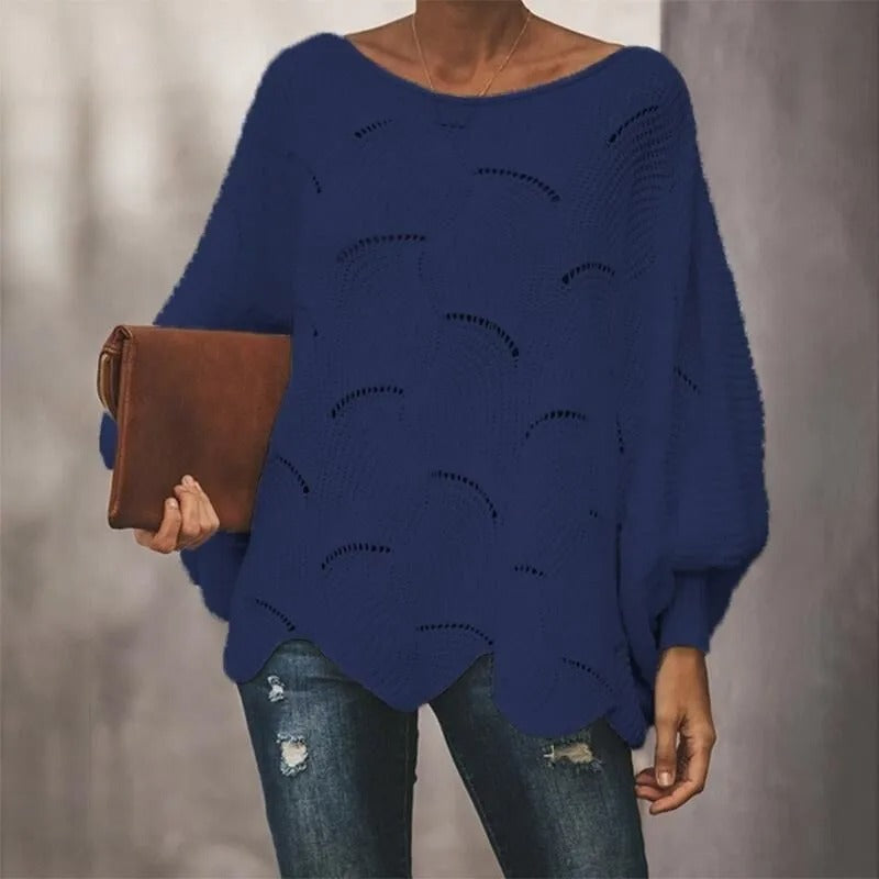 Levoire | Pull Long À Manches Crochet Bleu foncé
