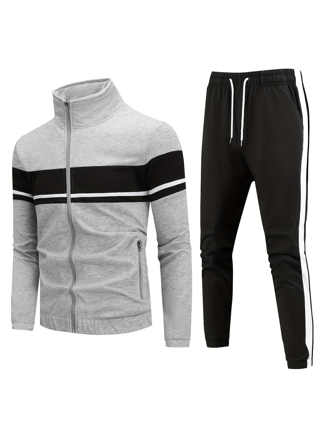 Levoire | Ensemble De Veste D'Entraînement Pour Hommes 2 Pièces Sportif Gris clair
