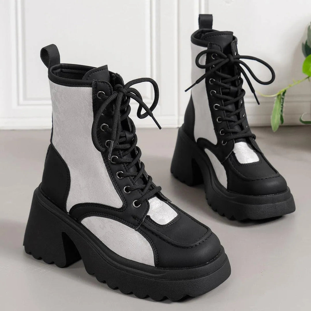 Levoire | Bottes à semelle épaisse et motifs léopard Style national Blanc